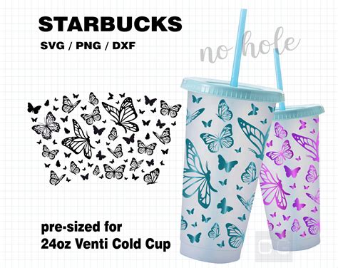 Butterfly Venti Cold Cup Svg Full Wrap Design Starbucks Etsy Uk