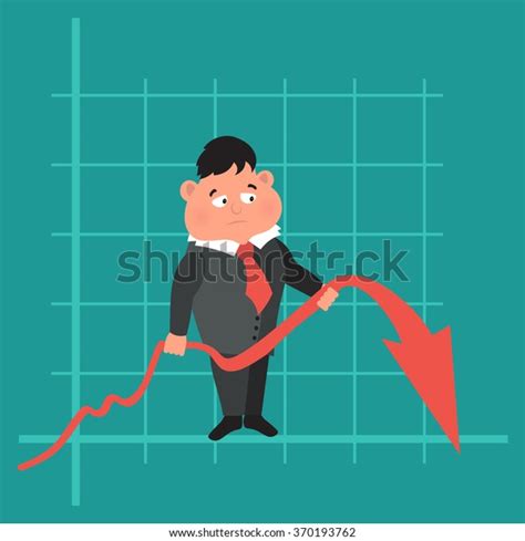 Sad Businessman Graph Indicating Regression Concept Stock Vector