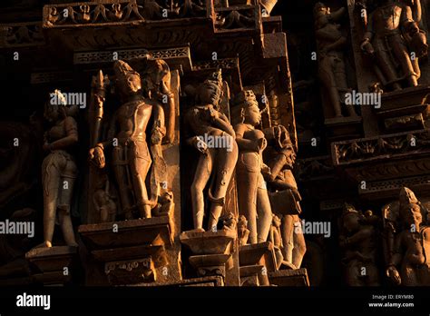 Classic Sculptures Of Khajuraho Temple Madhya Pradesh India Asia Stock