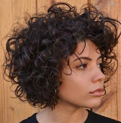 Chin Length Frizzy Curly Brunette Hairstyle Curlyhairstyles