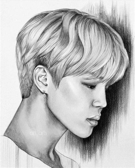 Park Jimin Finished Beautiful Pencil Sketches Male Sketch Sketches My