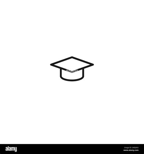 Graduation Cap Or Mortar Board Line Icon With Tassel Flat Illustration
