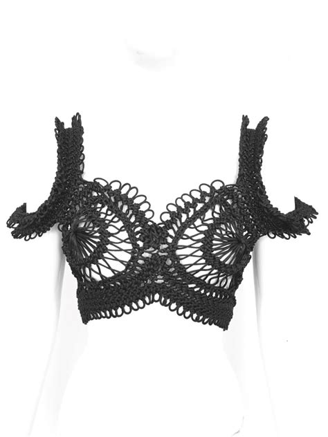 Cropped Bustier Top Weaved In Intricate Design Cold Shoulder Madetoorder Knit Fashion