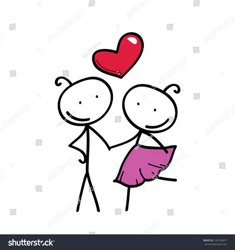 Stick Figure Love Couple Heart Stock Vector 124130677 Shutterstock