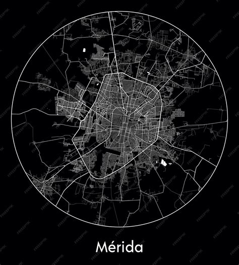 Mapa De La Ciudad América Del Norte México Mérida Ilustración Vectorial Vector Premium