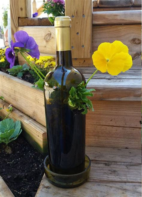 Wine Bottle Planter Herbs Flowers Succulents Kitchen Home Décor