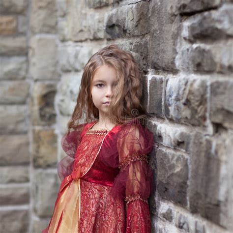 Beautiful Girl In A Princess Red Dress Posing Stock Image Image Of