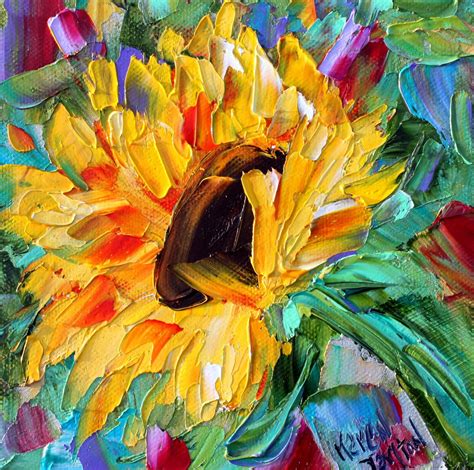 Sunflower Painting Sunflower Art Flower Art Original Oil Palette