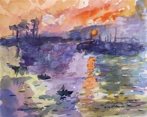 Watercolor Techniques To Copy A Famous Sunrise Painting By ...