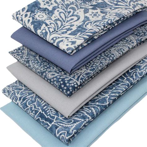 6 Fat Quarters Batik Bundle Eco Blue Overdale Fabrics