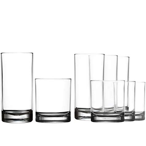 Plastic Tumbler Cups Drinking Glasses Acrylic Highball Tumblers Set Of 8 4x16oz And 4x14oz