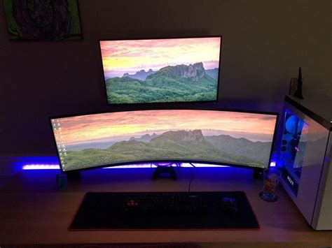 Super Clean And Simple Dual Monitor Setup With The Giant Ultrawide