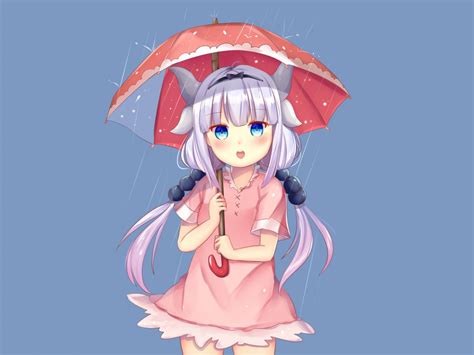 Curious Kanna Kamui With Umbrella Kobayashi San Chi No