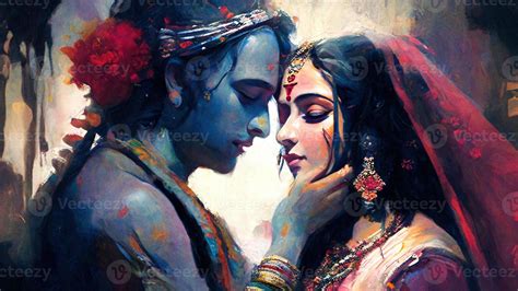 Radha Krishna In Love Painting Wall Art 8k Generative Ai 21979815 Stock