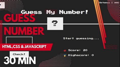 Guess The Number Game Using Only Html Css And Javascript Youtube