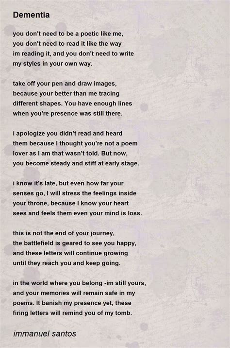 Dementia Poem By Immanuel Santos Poem Hunter