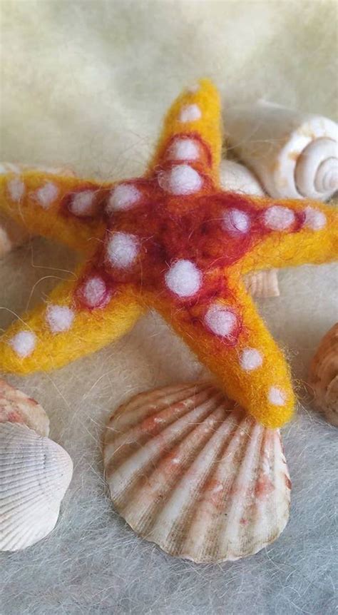 Needle Felted Starfish Whitespot Starfish Handmade Sea
