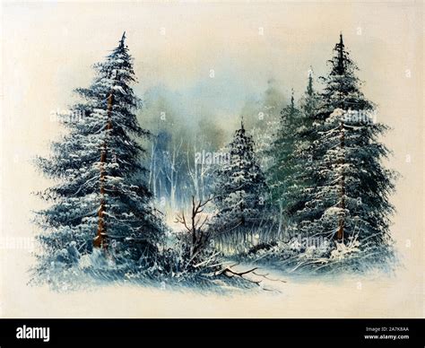 Winter Christmas Scene Original Watercolor Painting Br