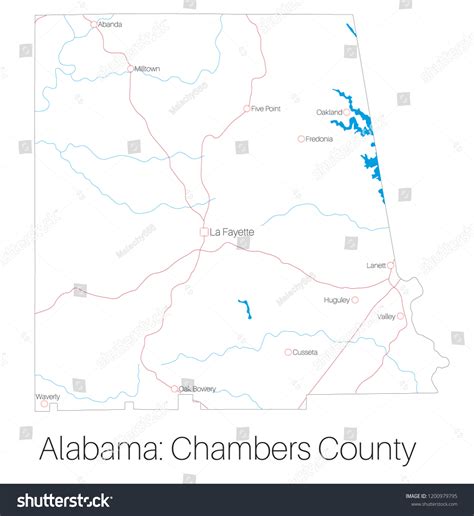 Detailed Map Chambers County Alabama Usa Stock Vector Royalty Free