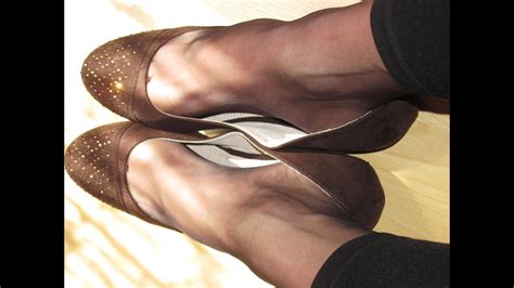 Brown Ballet Flats Nylons And Leggins Shoeplay Youtube