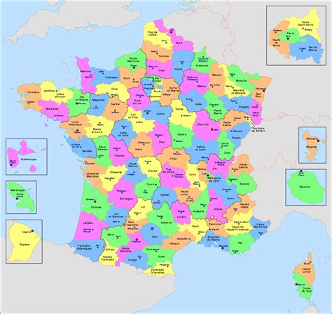 Liste Des Départements Français — Wikipédia encequiconcerne Carte Des Départements De France ...