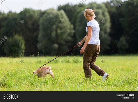 Woman Dog Leash Image And Photo Free Trial Bigstock