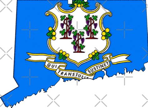 Connecticut Map With Connecticut State Flag Stickers By Havocgirl