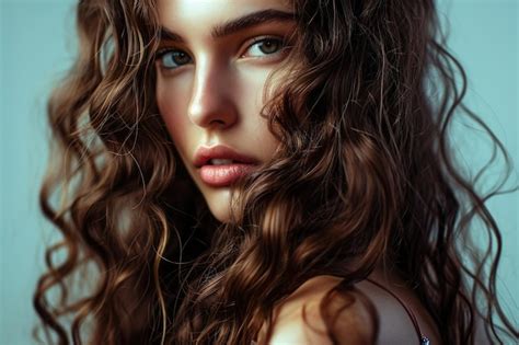 Premium Photo Beautiful Brunette Model With Long Shiny Wavy Hair
