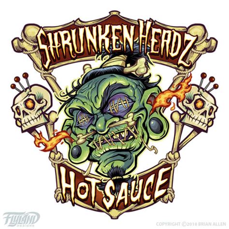 Shrunken Headz Hot Sauce Labels And Logo Hire An Illustrator