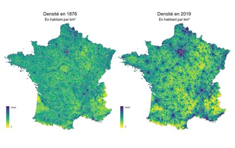 Change Of The Population Density In France Between Maps On The Web