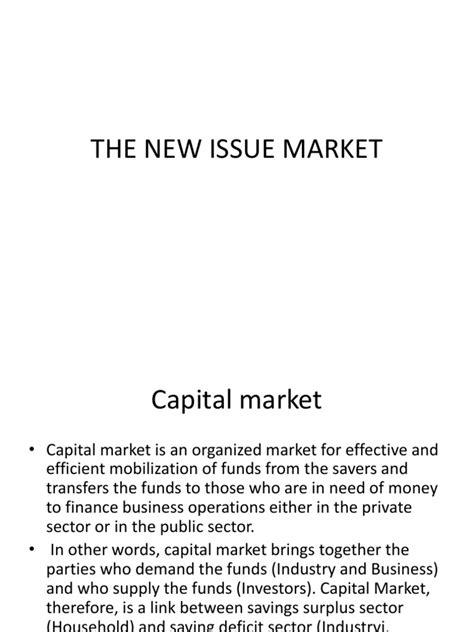 The New Issue Market Pdf Capital Market Securities Finance