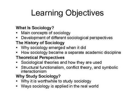 Introduction To Sociology Learning Objectives What Is