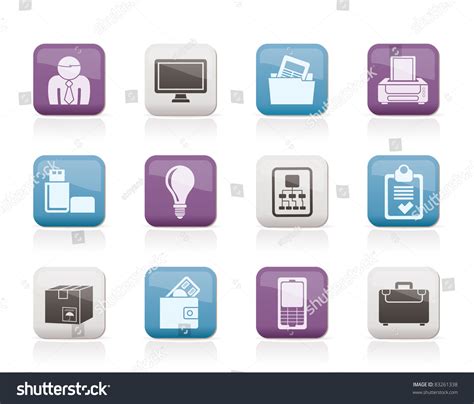 Business Office Equipment Icons Vector Icon Stock Vector 83261338