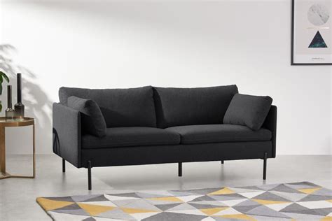 Zarina Large 2 Seater Sofa Sterling Grey With Black Legs