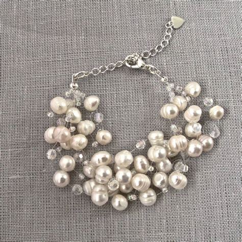 Freshwater Pearl And Crystal Multistrand Bracelet By Gama Weddings