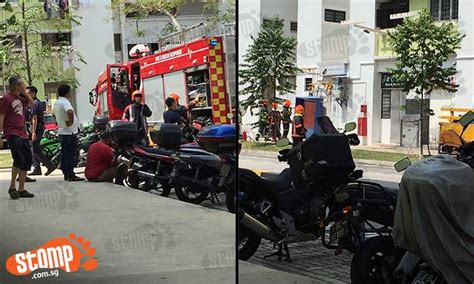 The kids are allowed to sit on the bikes and take photos with two. Fire engine spotted at Blk 280 Tampines St 22: Smell of ...