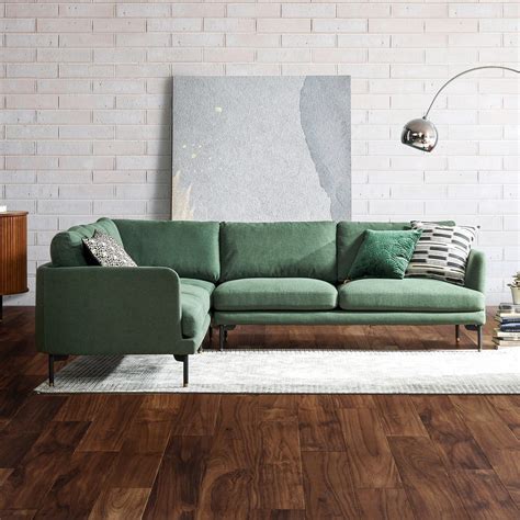 Pebble L Shape Sectional Sofa Castlery Green Couch Living Room