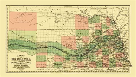 Old Railroad Maps Union Pacific Railroad Land Grant Nebraska Ne By