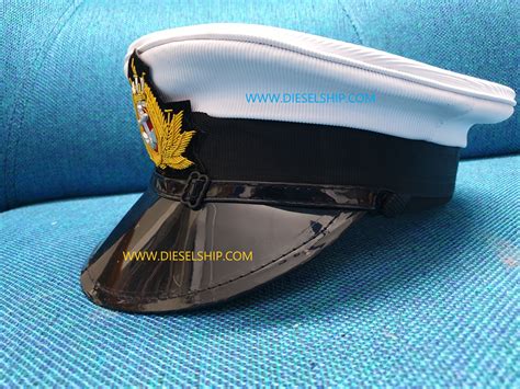 Merchant Navy Peak Cap With White Fixed Top Black Peak