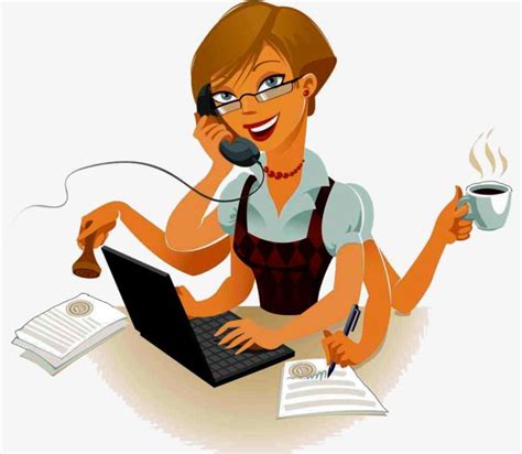 Busy Secretary Smiling With Laptop Stock Vector Illustration Of