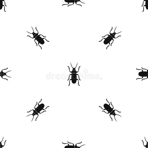 Beetle Bug Pattern Seamless Black Stock Vector Illustration Of Horn