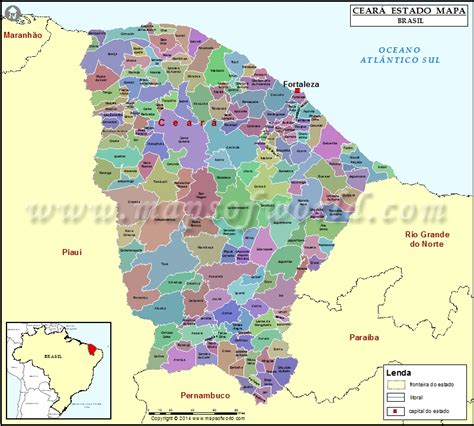 Its capital is the vibrant city of fortaleza. Ceará Mapa | Ceará Estado Mapa, Brasil