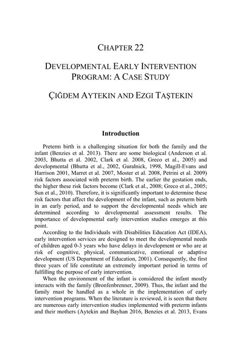Pdf Developmental Early Intervention Program A Case Study