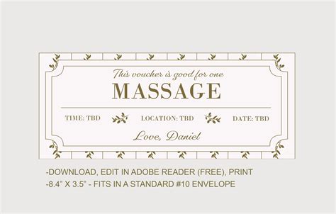 Massage T Voucher Instant Download Editable Text Etsy