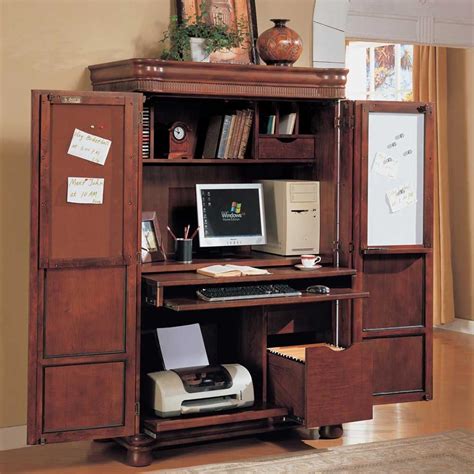Office Armoire With Doors Computer Corner Armoire To Facilitate Your