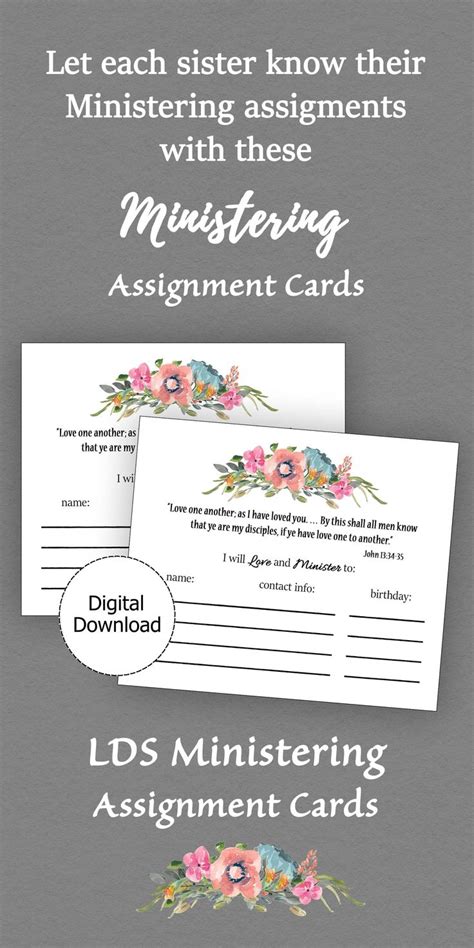 Ministering Assignment Card Editable Printable Etsy Lds Relief