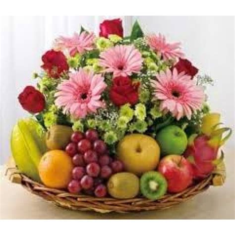 That is, all fruits were first a flower. Flowers and 3 kgs mix fruit basket - Myflowergift