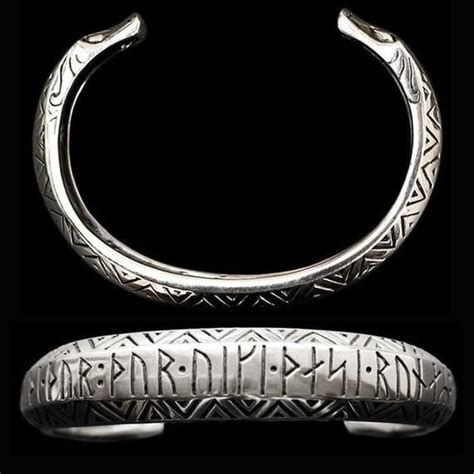 Silver Thors Protection Runic Bracelet Arm Ring Viking Arm Rings
