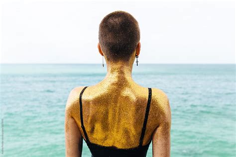 Womans Back Covered By Golden Glitter By Stocksy Contributor Andrey