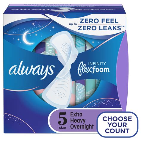 Always Infinity Feminine Pads, Size 5 Extra Heavy Overnight, with Wings